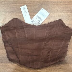 Zara Brown Strapless Bustier Top